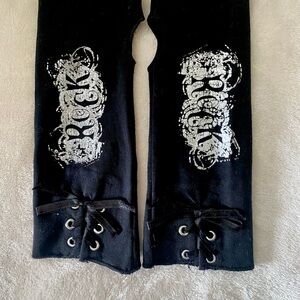 Black Gothic Lace-Up Rock N’ Roll Cut Off Gloves - NWOT